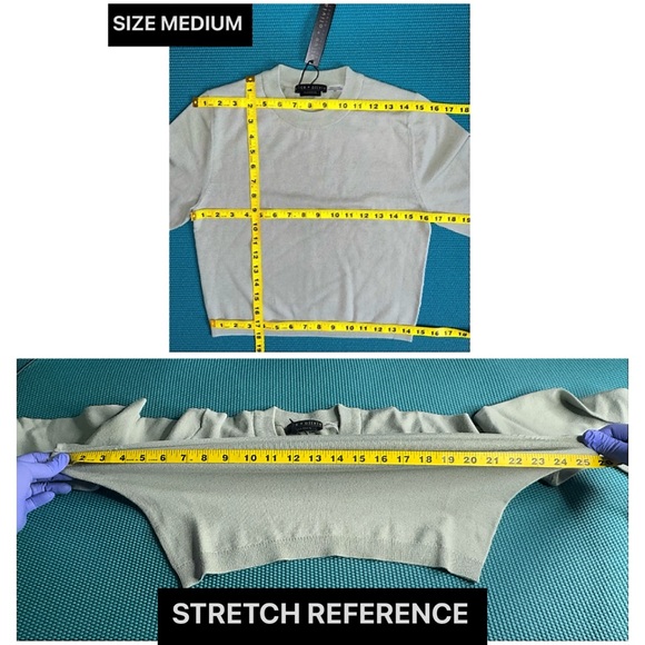 Alice + Olivia Luna Wool Blend Sage Green Cropped Pullover Sweater Top - Picture 10 of 16